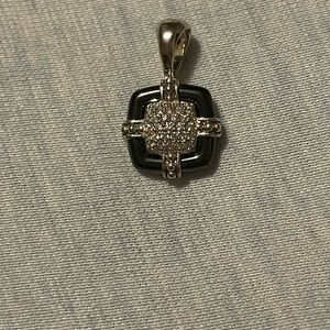 LAGOS
Sterling Silver & Black Ceramic Diamond Black Caviar Square Pendant